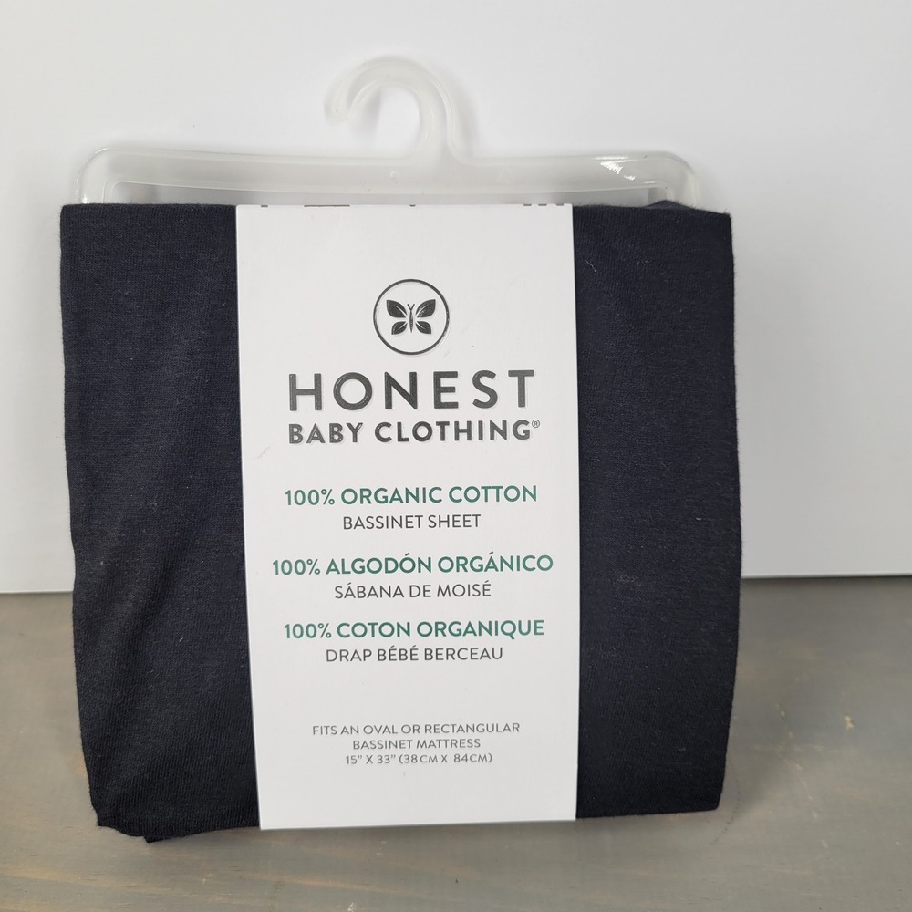 Honest Baby Clothing Organic Cotton Bassinet Sheet Black Oval Rectangular‎ 15x33